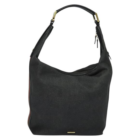GUCCI Web Sherry Line Shoulder Bag Canvas Black Gold - Picture 1 of 16